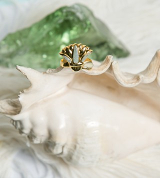 Blue Lotus ring gold plated